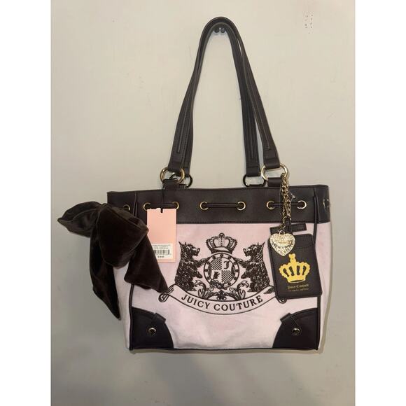 New Juicy Couture Classic Scottie Dogs Daydreamer Viral Tote Shoulder Bag Pink - Picture 4 of 5